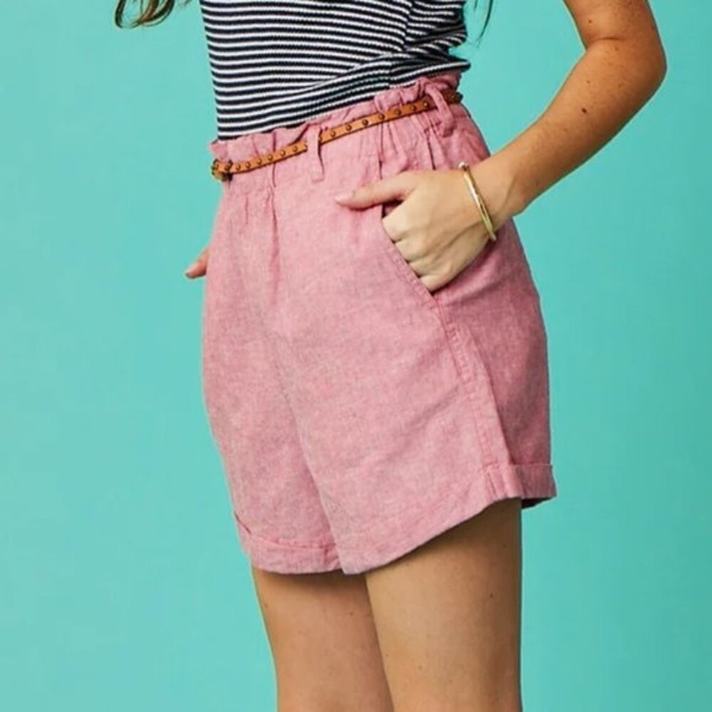 Carve Designs Journey Coral Pink Linen Shorts, Size 10